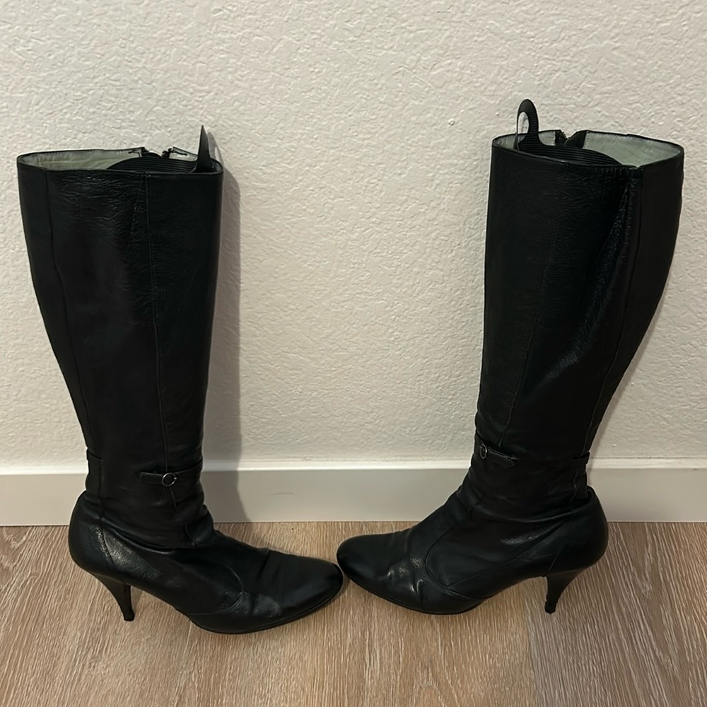 Sigerson Morrison pebbled black leather knee high boot
